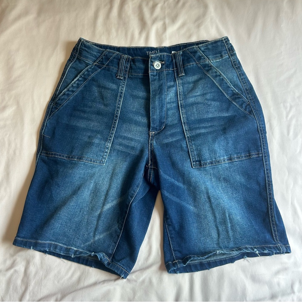 Time and Tru Dark Blue High-Rise Denim Shorts